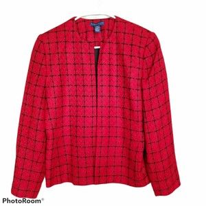 Karen Scott Red 12 Petite Lined Blazer Holiday